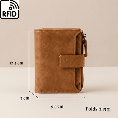 Dimensions du portefeuille homme Arkos RFID : 12,5 x 9,5 x 3 cm, poids 145 g — Novaleor
