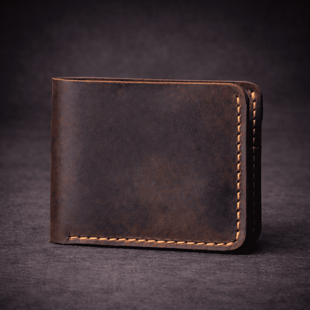 Portefeuille horizontal en cuir marron foncé style vintage | Novaleor