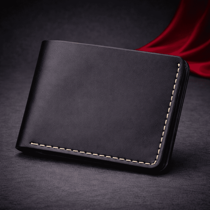 Portefeuille horizontal en cuir noir au design épuré | Novaleor