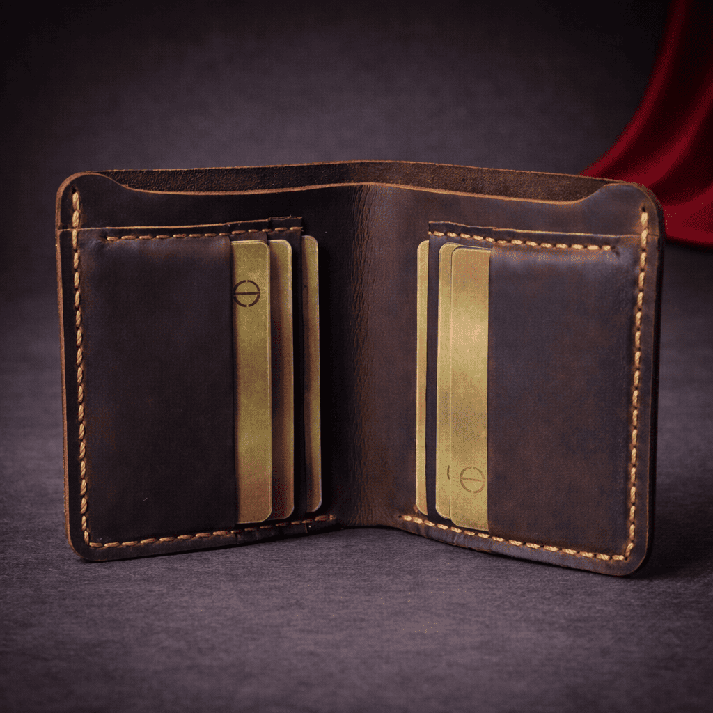 Portefeuille en cuir ouvert montrant les compartiments intérieurs | Novaleor