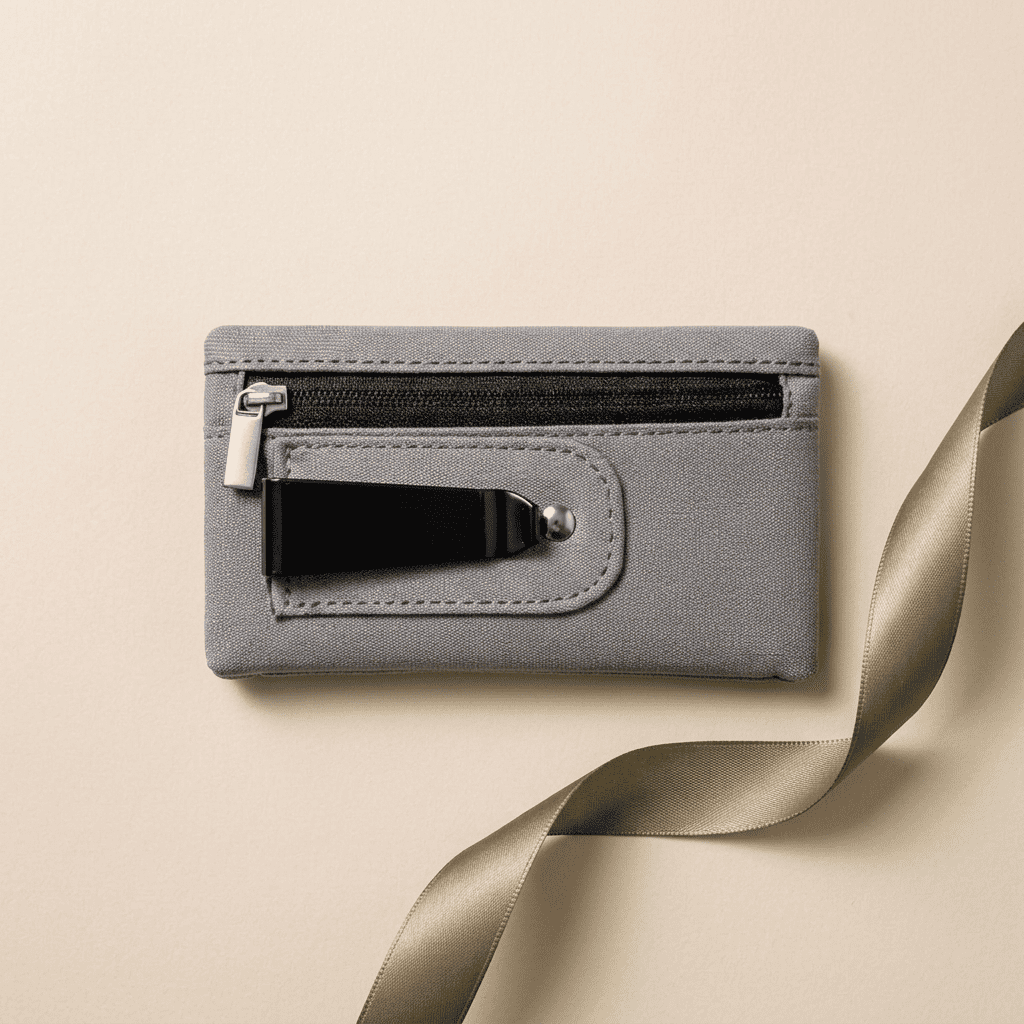 Portefeuille homme compact nylon RFID impérméable gris foncé Nox avec ruban vert kaki — Novaleor