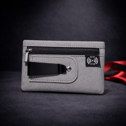 Porte-cartes RFID homme en nylon gris au design compact - Novaleor