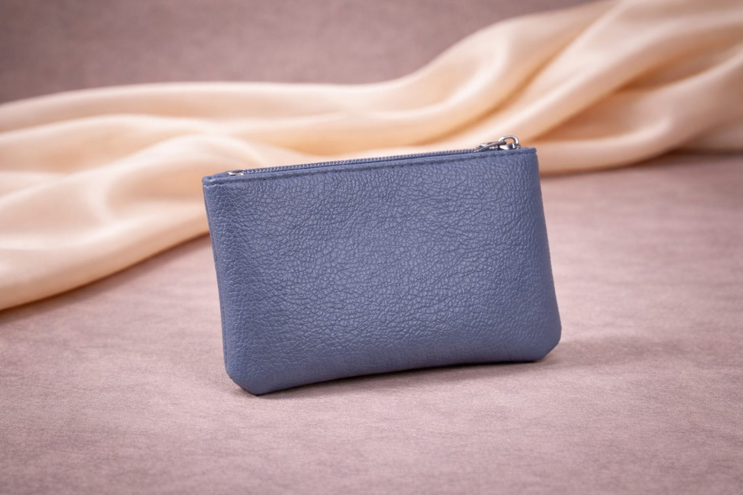 Porte-monnaie femme en cuir bleu Novaleor avec fermeture zippée – style minimaliste élégant