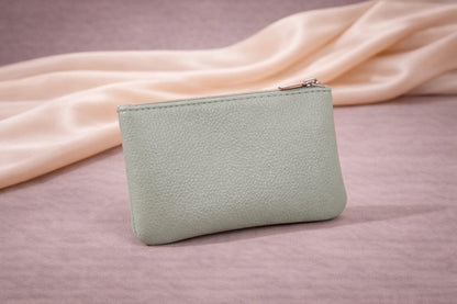 Porte-monnaie femme en cuir vert Novaleor – modèle compact zippé au style raffiné