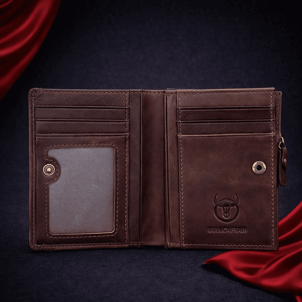 Intérieur du portefeuille homme BullCaptain avec rangements cartes et compartiment sécurisé | Novaleor