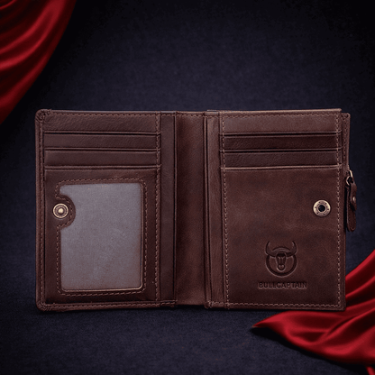 Intérieur du portefeuille homme BullCaptain avec rangements cartes et compartiment sécurisé | Novaleor