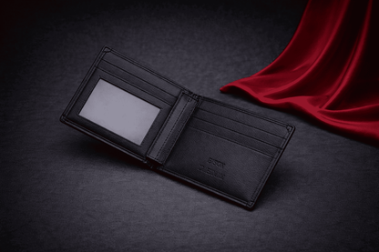 Portefeuille homme en cuir noir cerf ouvert avec compartiments cartes | Novaleor