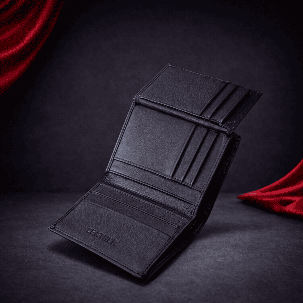 Portefeuille homme en cuir noir RFID ouvert avec emplacements cartes et finitions premium | Novaleor