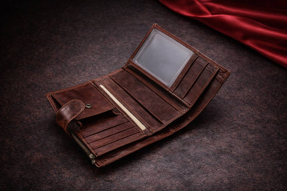 Intérieur du portefeuille homme en cuir véritable – rangements cartes et pièces – Novaleor