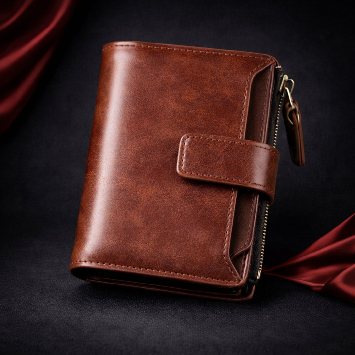 Portefeuille homme marron en cuir PU au style classique – Novaleor